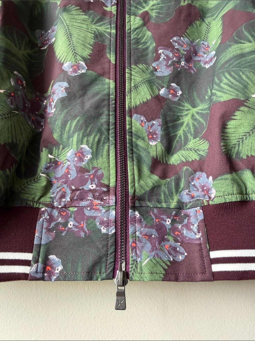 GSTQ Floral Pinstripe Bomber Jacket in Green Men’s Medium - Picture 5 of 16